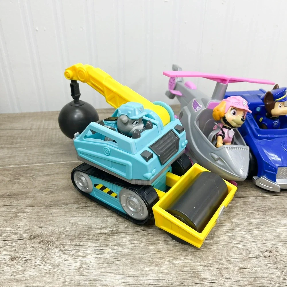 Paw Patrol Toy Vehicle Lot Chase Skye Rubble Motor Police Helicopter Bulldozer